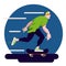 The skateboarder. Skateboarding sportsman in flat with gradient design. Banner sporting events, packing. Vector illustration.