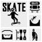 Skateboarders vector icons set on gray