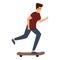 Skateboarding cool icon, cartoon style