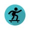 Skateboarding icon. Silhouette of an athlete long shadow icon. Simple glyph, flat vector of arrow icons for ui and ux, website or