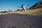 Skateboarding on the rural road