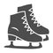 Skates solid icon, New Year concept, Skating sign on white background, ice skate icon in glyph style for mobile concept