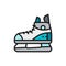 Skates, sport equipment flat color line icon. Isolated on white background