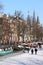 Skating over the dutch frozen canals, Amsterdam