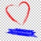 Skechy red and blue crayon effect love shape and streak for text placement