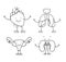 Skecth silhouette caricature happy face set collection human body systems