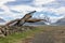 Skeidara Bridge Monument Iceland, remains of bridge after glacial outburst