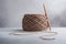 Skein of jute rope with wooden crochet hook