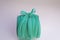 A skein of velvet green ribbon for floristics and gift wrapping with a cute bow on the side