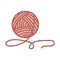 Skein of yarn for knitting. The object is hand-drawn and isolated on a white background. Color vector illustration in doodle style