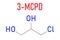 Skeletal formula of 3-MCPD carcinogenic food by-product molecule.