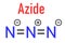 Skeletal formula of Azide anion, chemical structure. Azide salts are used in detonators and as propellants.
