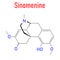 Skeletal formula of Sinomenine herbal alkaloid molecule. Isolated from Sinomenium acutum.