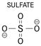 Skeletal formula of Sulfate anion molecule, chemical structure.