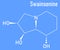 Skeletal formula of Swainsonine locoweed toxin molecule.