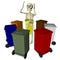 Skeleton with bins for various types of waste
