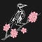 Skeleton Bird on the Sakura Branch