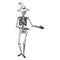 Skeleton body with witch hat presenting something vector illustration sketch doodle hand drawn with black lines isolated on white