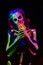 Skeleton bodyart with blacklight