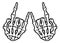 Skeleton bone rock on hand sign illustrations