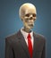 Skeleton in business suit 3d illustration
