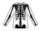 Skeleton costume Human bones on longsleeve front view men women for Halloween, festivals for printing on clothes