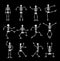 Skeleton dance animated game sprite, vector set