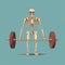 Skeleton Deadlifting Barbell In Modern Illustration