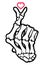 Skeleton finger bones heart hand sign illustrations