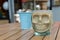 Skeleton Funny Coffee Mug on Table Morning Time for Relaxing