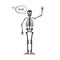 Skeleton human anatomy. Vector halloween black skeleton isolated on white. Skeleton hand sign: ok, finger up, finger