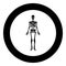 Skeleton human icon in circle round black color vector illustration image solid outline style
