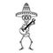 Skeleton mexican with hat and guitar