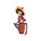 Skeleton in Mexican national costume playing playing the ethnic drum, Dia de Muertos, Day of the Dead vector