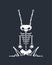 Skeleton Rabbit pixel art. 8 bit Skull hare. pixelated Vector illustration