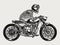 Skeleton racer riding brat style motorcycle