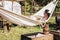 Skeleton rests in a hammock at the Elf Fantasy Fair