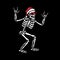 SKELETON IN SANTA HAT AND SUNGLASSES WITH ROCK SIGN