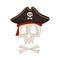 Skeleton skull and crossbones in pirate cocked hat