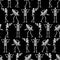 Skeletons rock band Pattern seamless. Skeleton and guitar Background. Dead man and drum texture. Skeleton and trumpet ornament