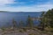 Skerry of Ladoga. Stony lake shore on Great Ladoga Trail. Leningrad region. Russia