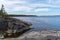 Skerry of Ladoga. Stony lake shore on Great Ladoga Trail. Leningrad region. Russia