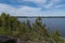 Skerry of Ladoga. Stony lake shore on Great Ladoga Trail. Leningrad region. Russia