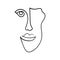 Sketch of abstract human face drawn by a single line. Stylish minimalistic icon, logo. Vector illustration.
