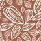 Sketch almonds pattern on brown background