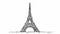 Sketch animation of Eiffel Tower Paris with bird on sky background