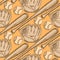 Sketch baseball ball, bat and glove, seamless pattern