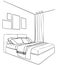 sketch bedroom. Line interior, home furniture
