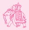 Sketch of Bridegroom sitting above the decorated Elephant Editable Outline Illustration. King above the Elephant during Jamboo