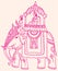 Sketch of Bridegroom sitting above the decorated Elephant. Most Famous Indian Function, Wedding and Invitation Design Element